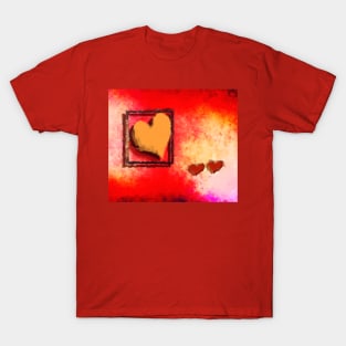 Golden Boxed Heart And Two Red T-Shirt